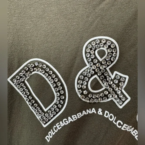 Dolce & Gabbana D&G Vintage Logo Crystals Top Long Sleeve T Stretch Crew 90s Y2K - Picture 9 of 16